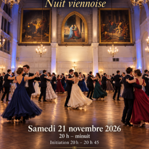 Nuit viennoise Harmony Valse – 21 novembre 2026 – salle Saint-Leu-Saint-Gilles avec ses trois grands tableaux et ses lustres.