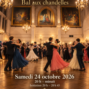 Bal aux chandelles Harmony Valse – 24 octobre 2026 – salle Saint-Leu-Saint-Gilles avec ses trois tableaux et son parquet.